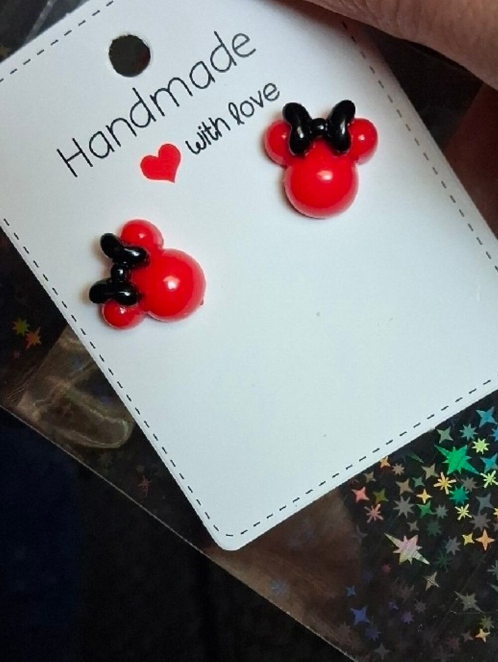 $8 Each Or Bundle 5/$20 Handmade Kids Red Minnie Mouse Inspired Stud Earrings